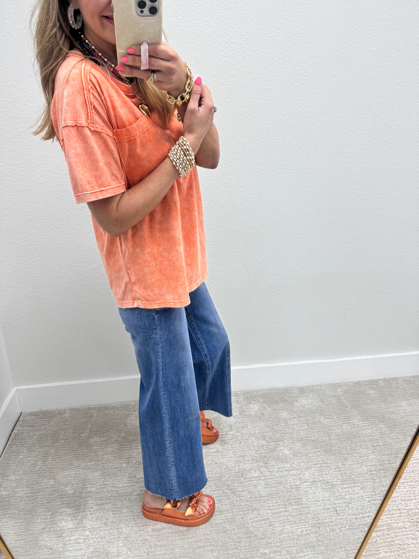 Orange Washed Round Neck