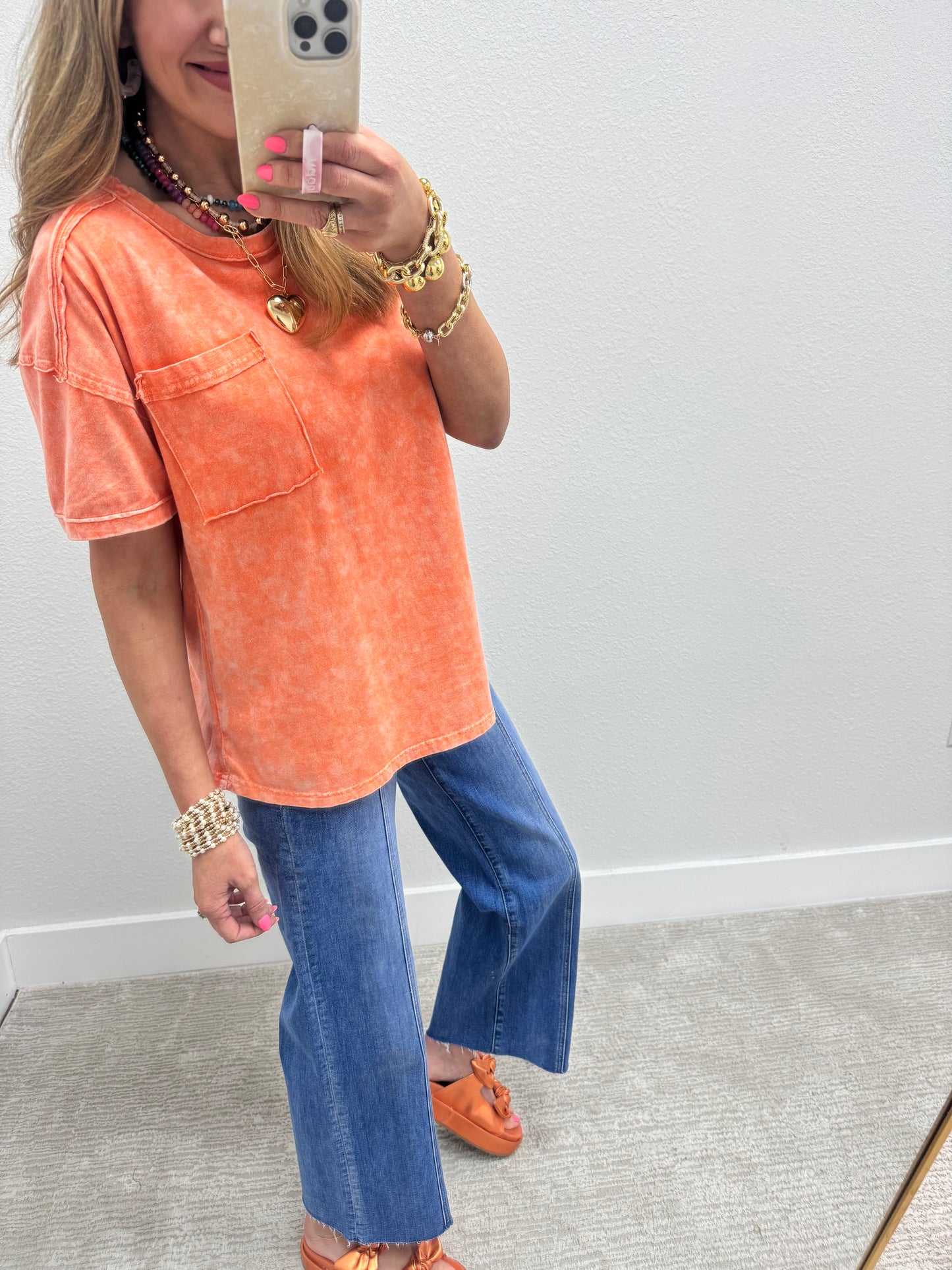 Orange Washed Round Neck