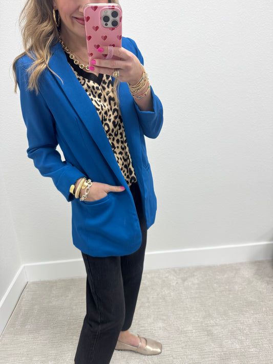 Sky Blue Open Front Classic Blazer