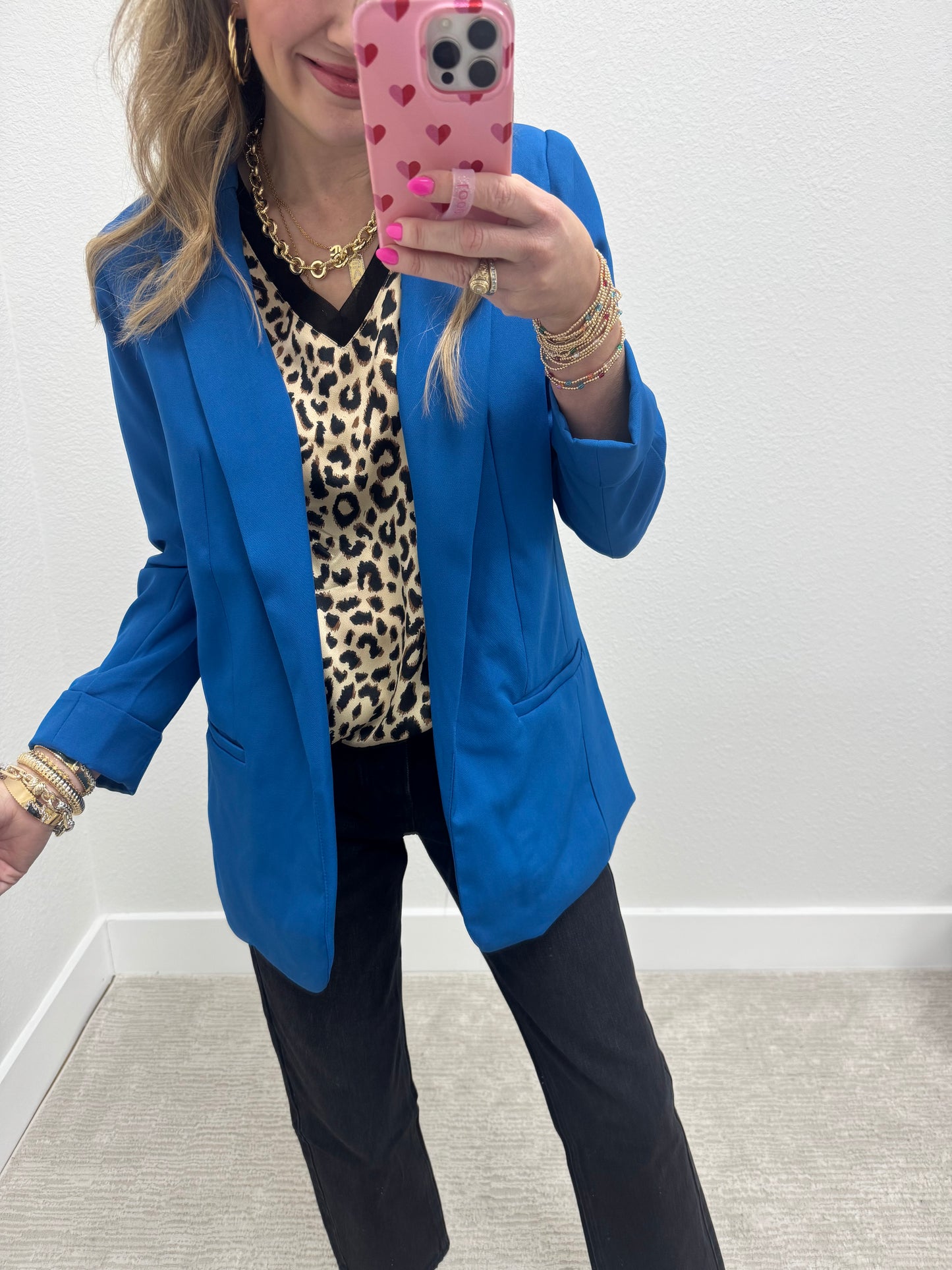Sky Blue Open Front Classic Blazer