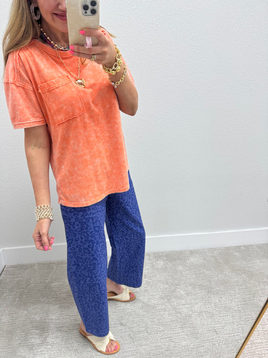 Orange Washed Round Neck