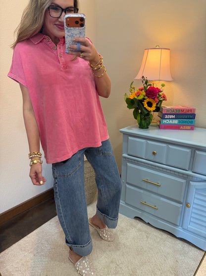 HIgh Rise Western Patched Pocket Low Curve Barrel Jeans