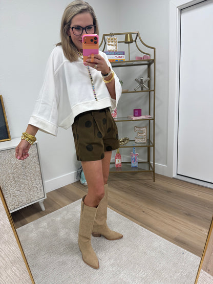 Brown Polka Dot High Waist Shorts