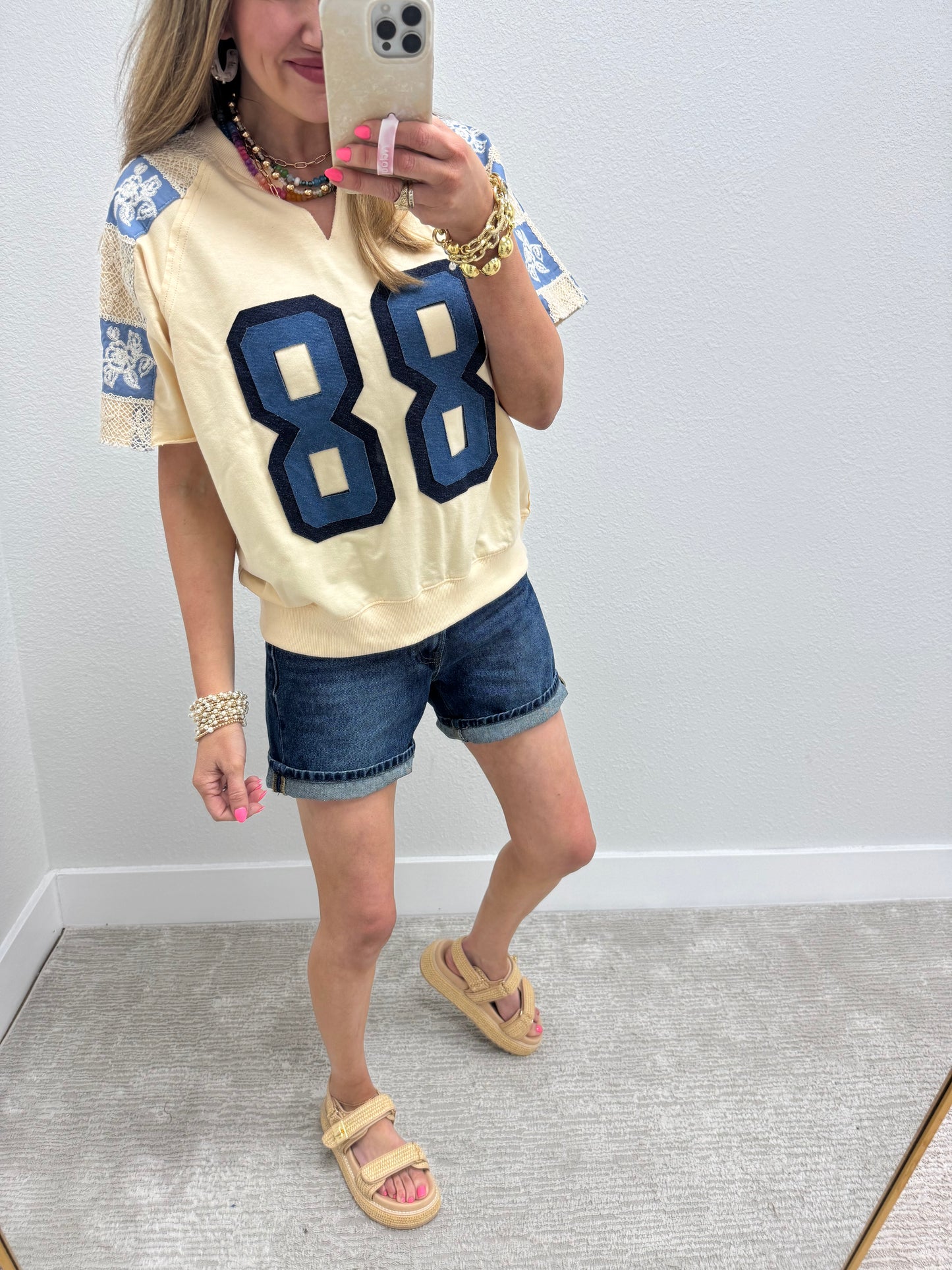 Dark Wash Mid Thigh Denim Shorts