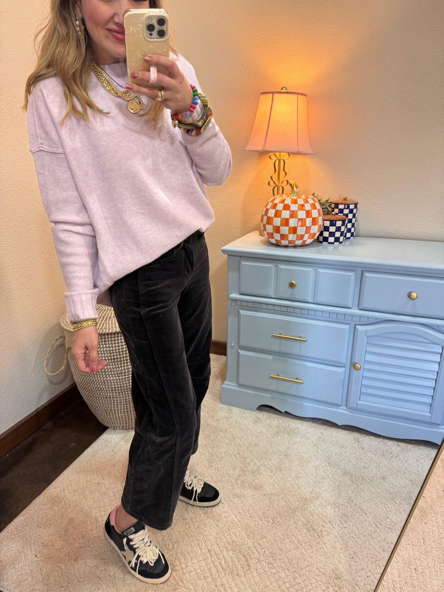 Vervet Dark Gray Black Corduroy Barrel Jeans