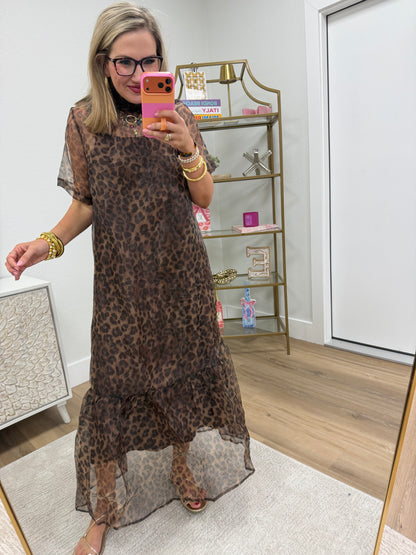 Leopard Print Chifon Style Dress