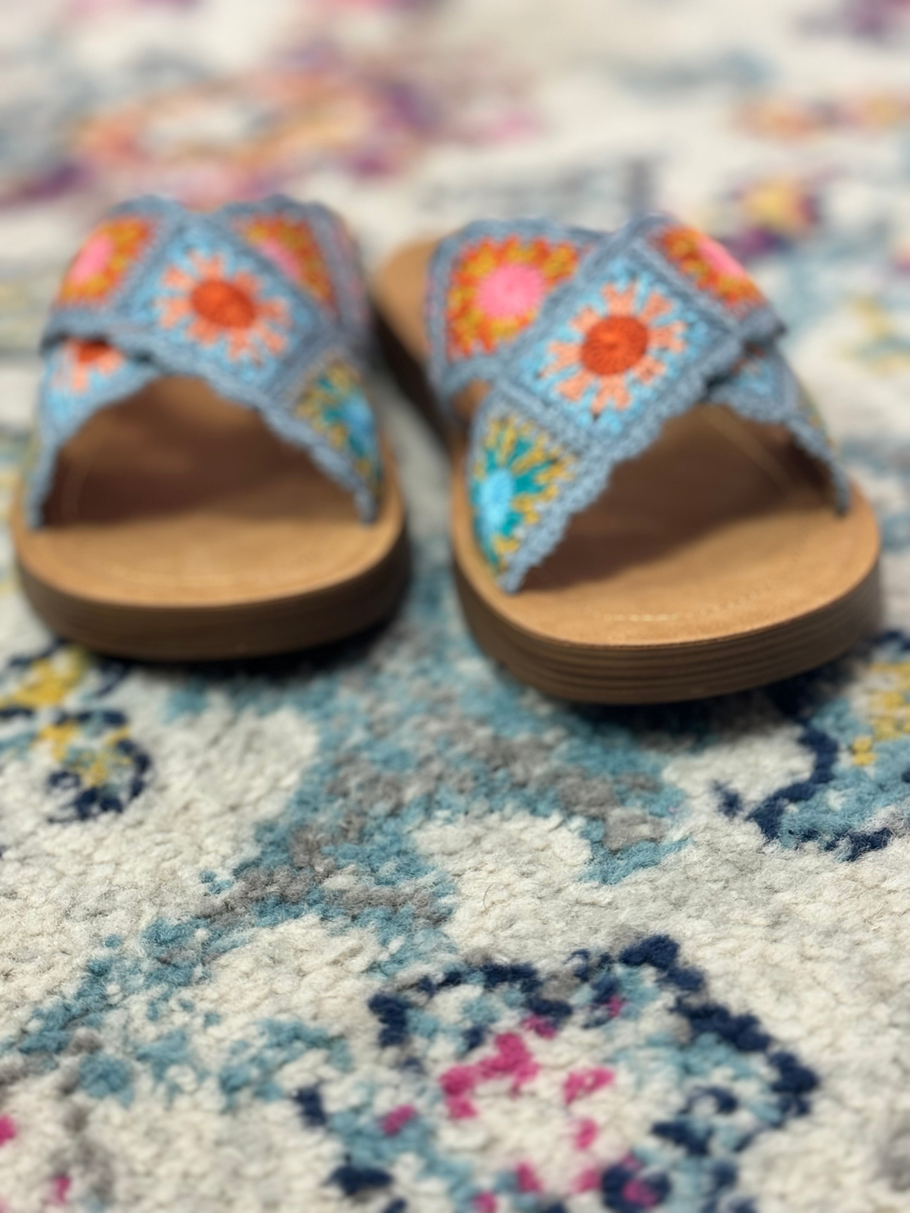 Blue Crochet Sandals