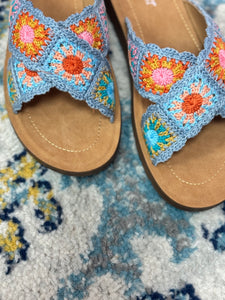 Blue Crochet Sandals