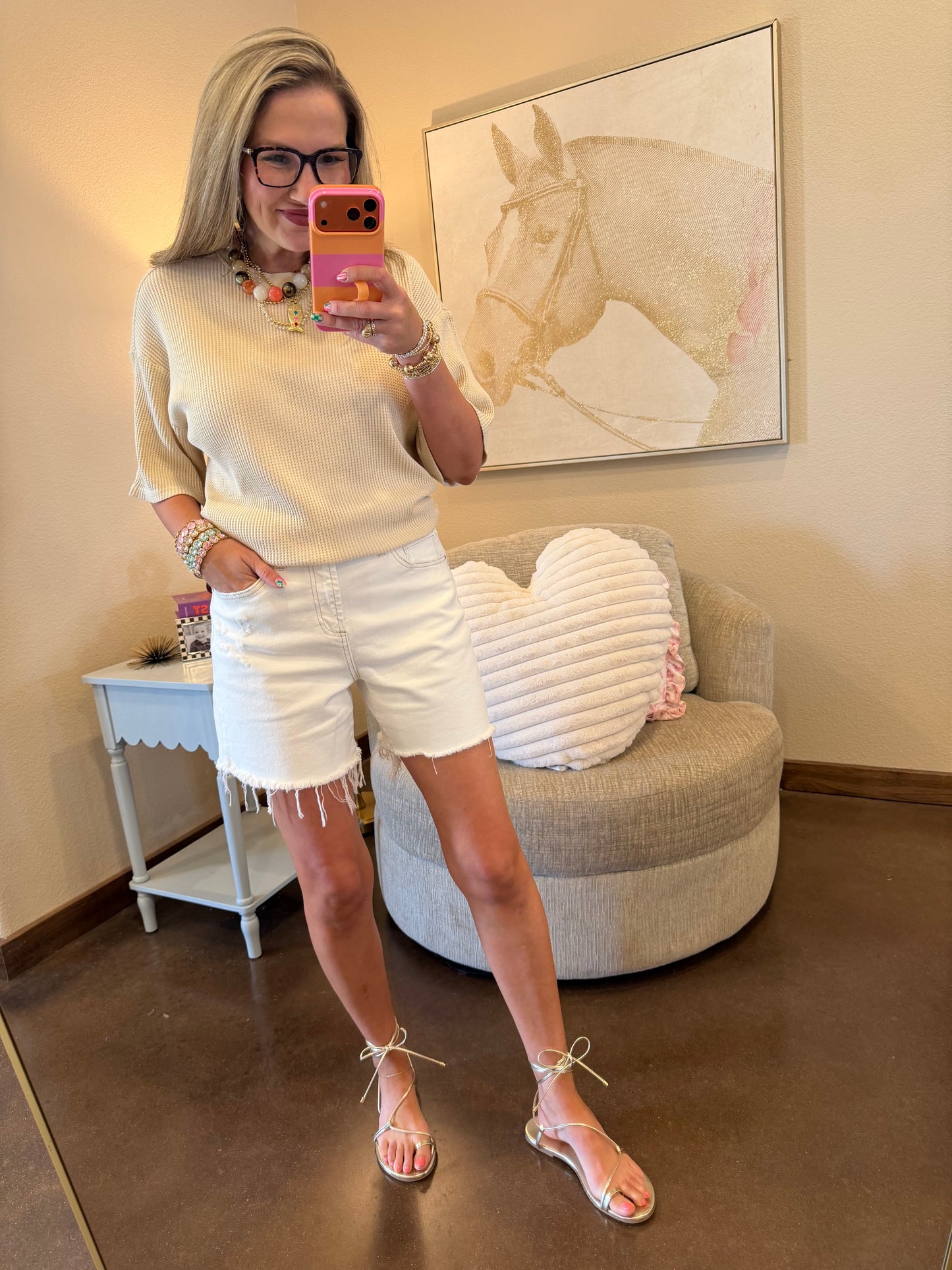 Alpaca Mineral Wash Waffle Crew Neck Short Sleeve Top