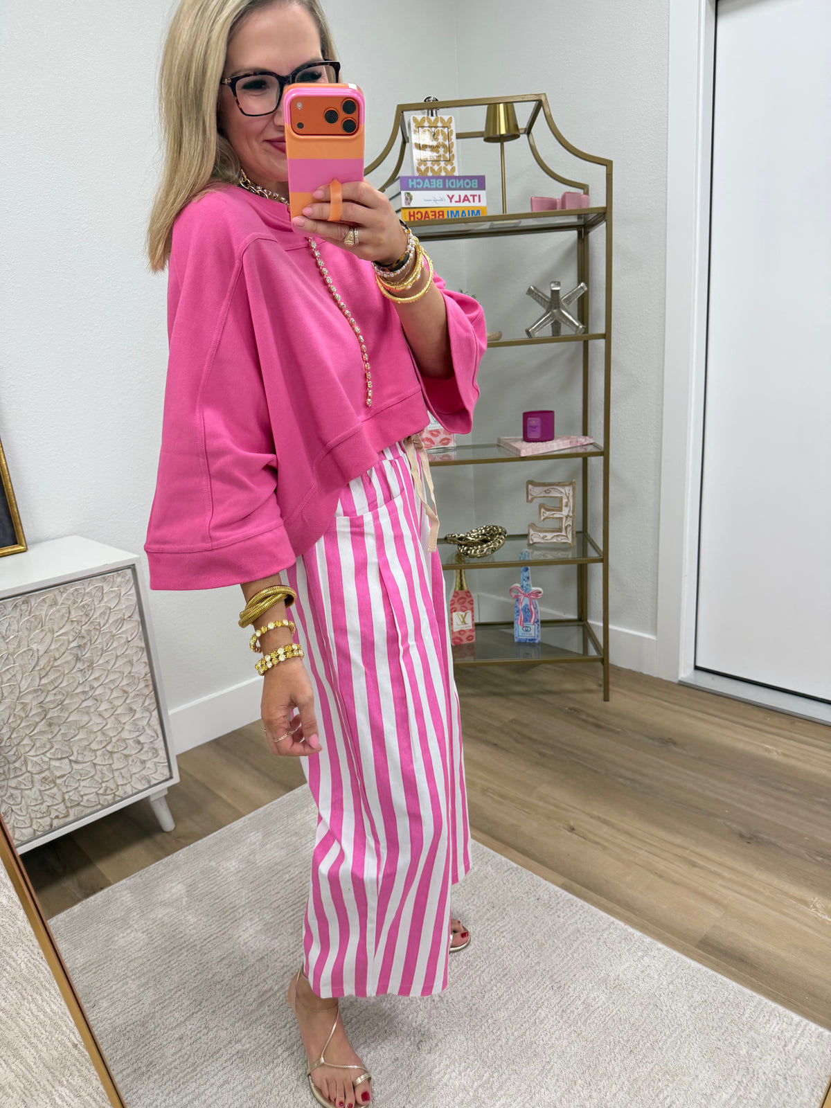 Pink Dolman Sleeve Cropped Oversize Top