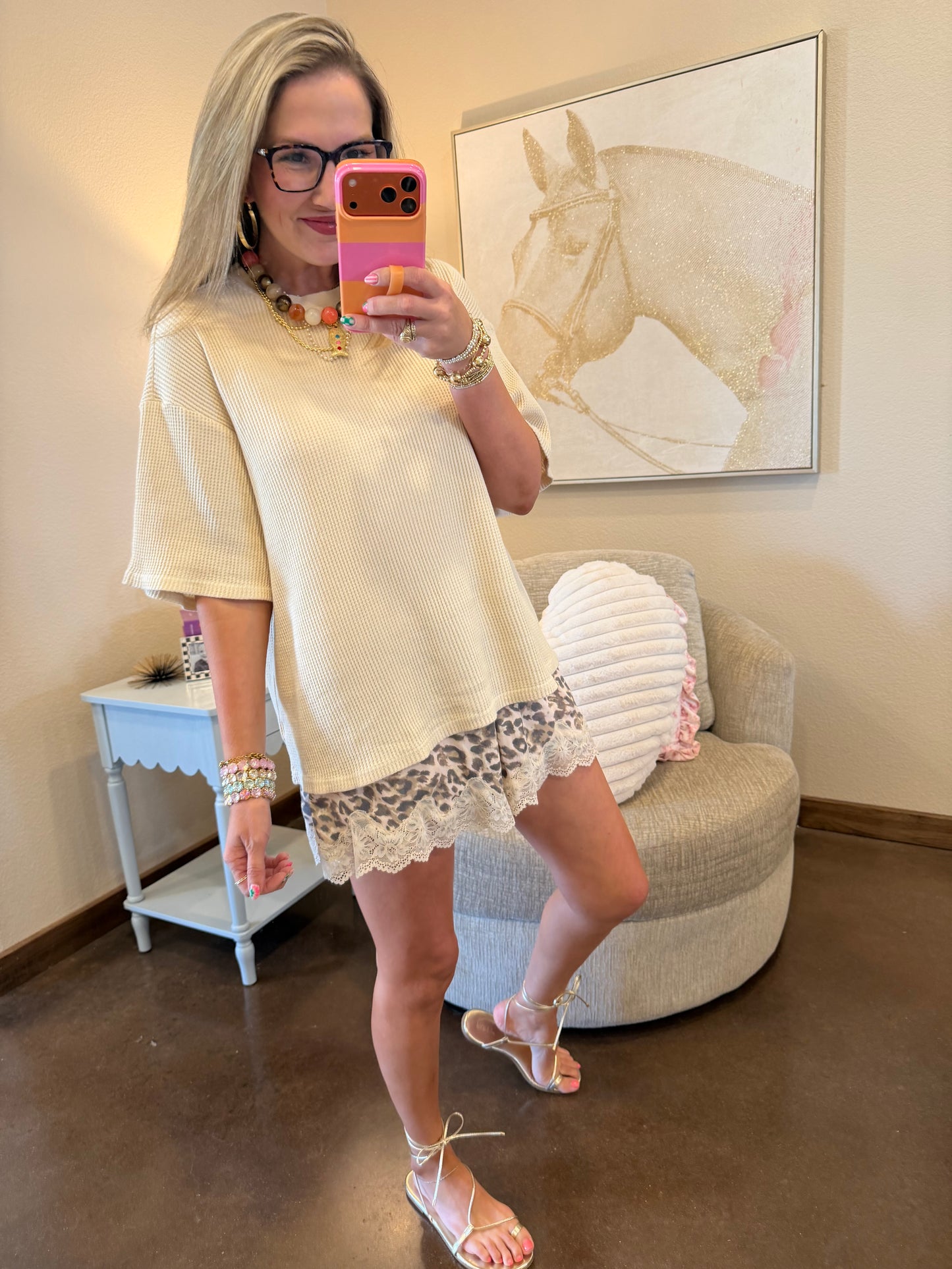 Alpaca Mineral Wash Waffle Crew Neck Short Sleeve Top