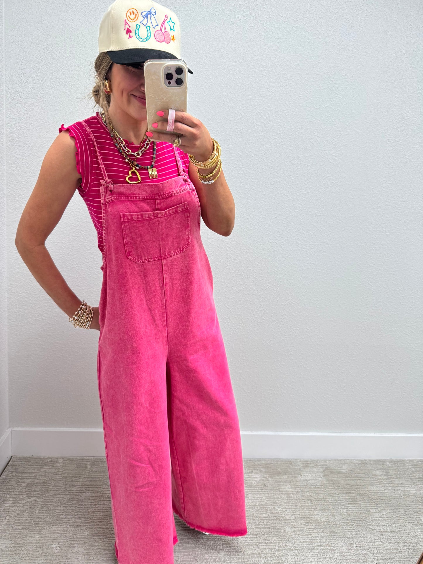 Hot Pink Ribbed Ruffle Trim Sleeveless Top