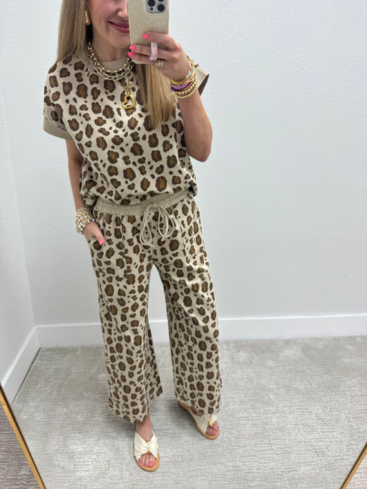 Leopard Scuba Two Piece Set