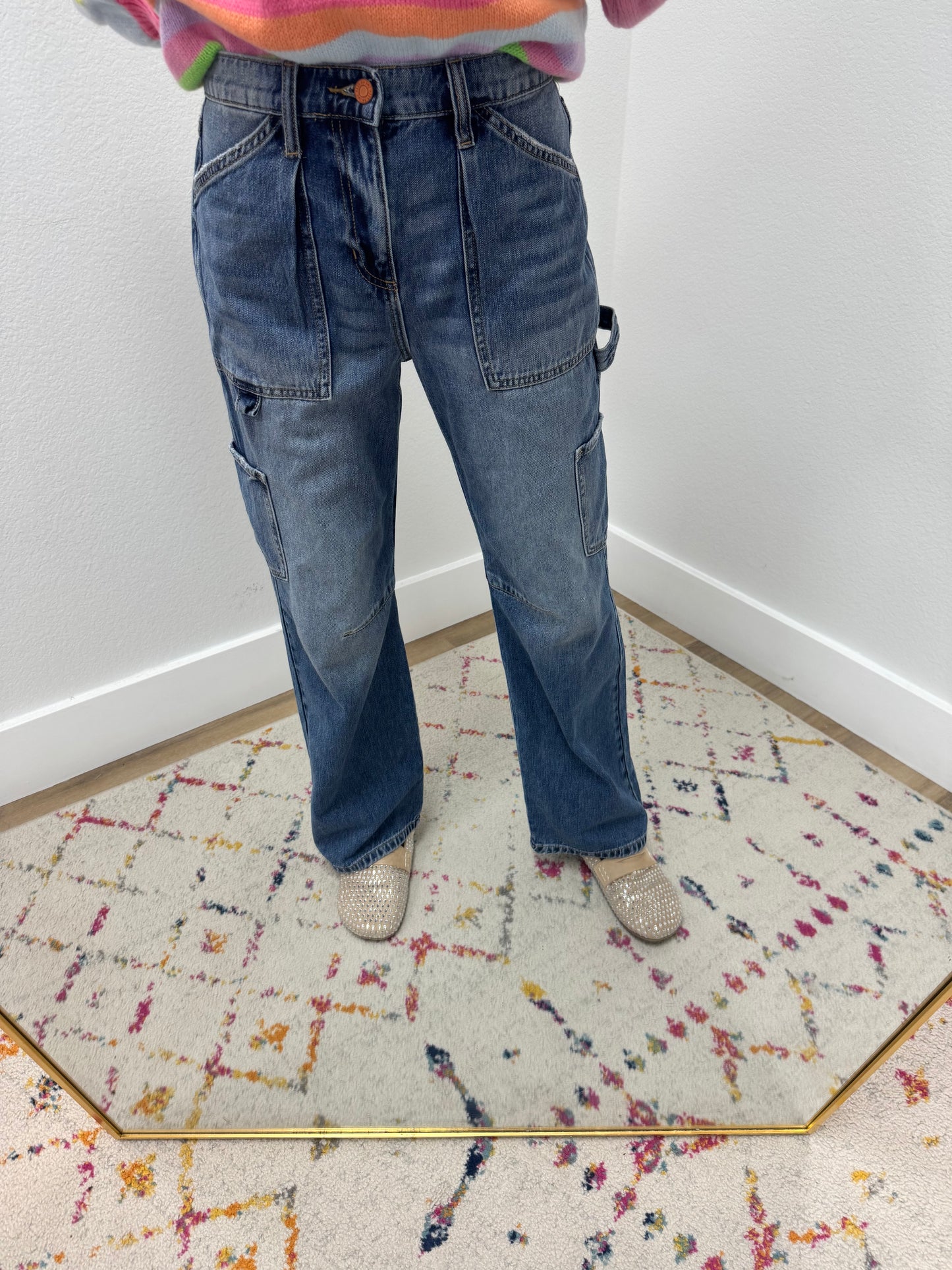 Sneak Peek Medium Wash Utility Straight Leg Jeans FS