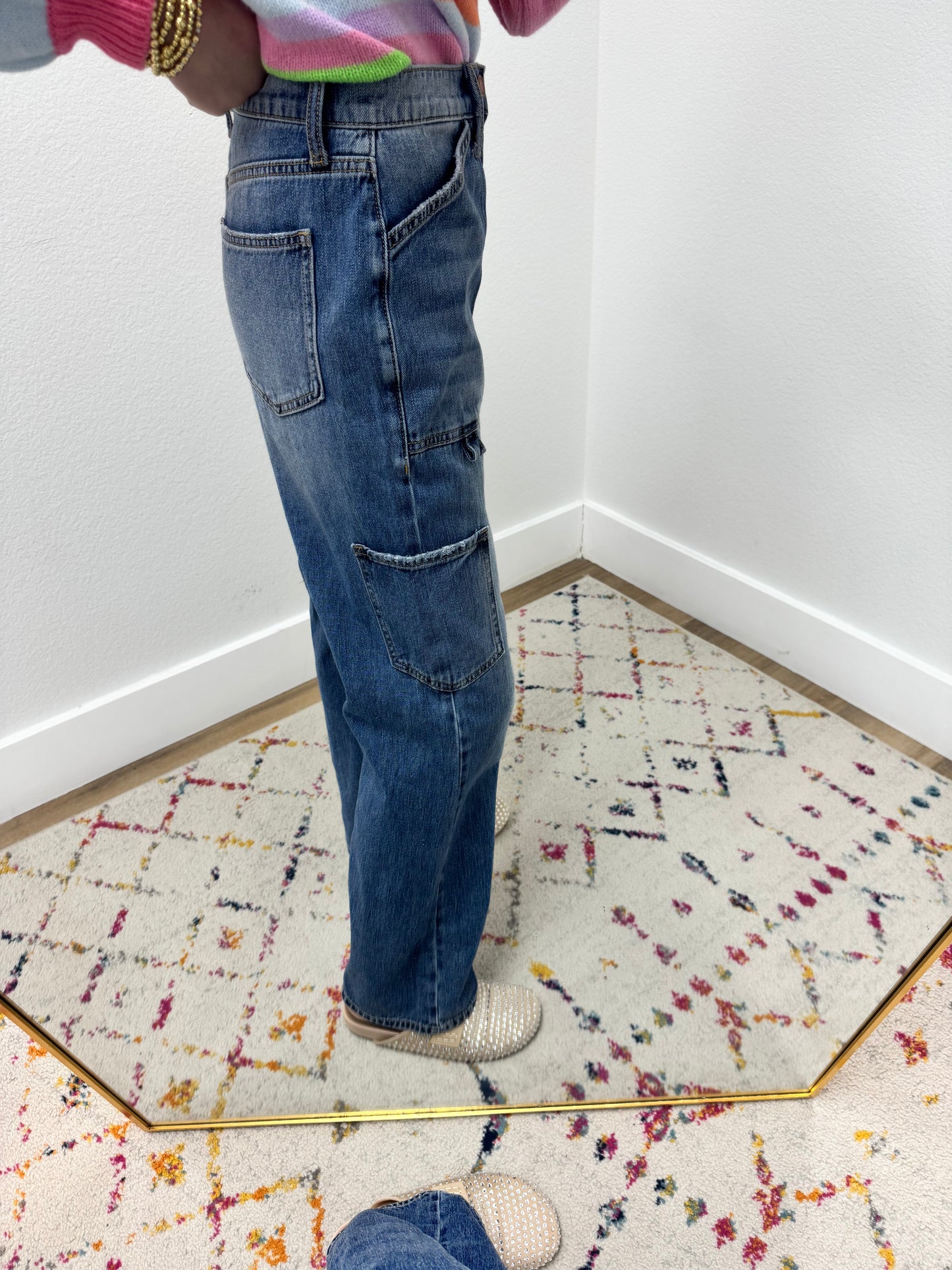 Sneak Peek Medium Wash Utility Straight Leg Jeans FS