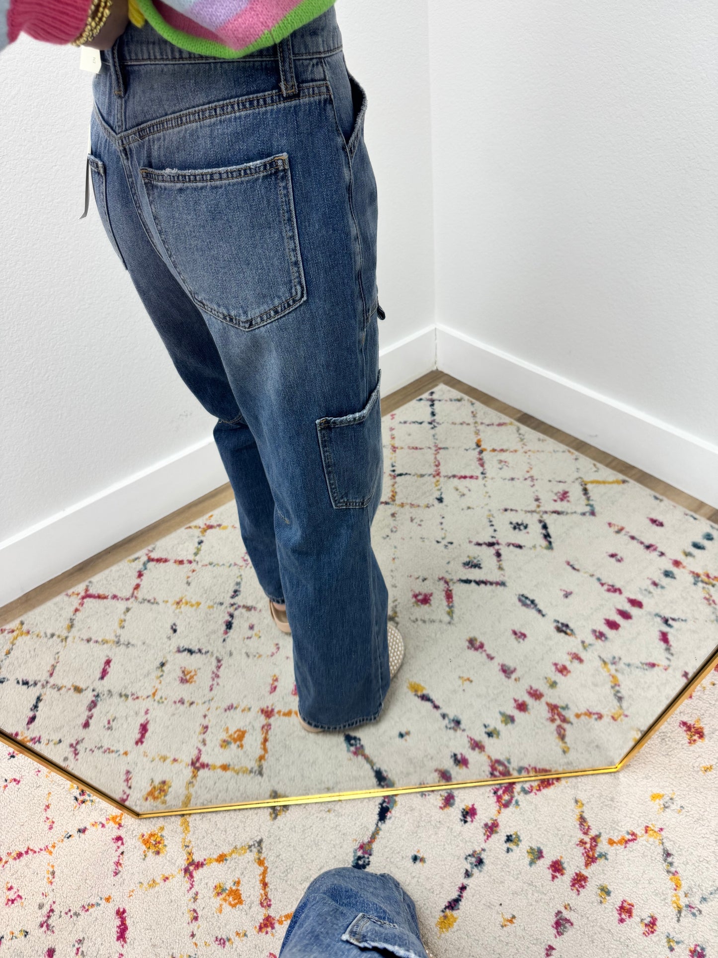 Sneak Peek Medium Wash Utility Straight Leg Jeans FS