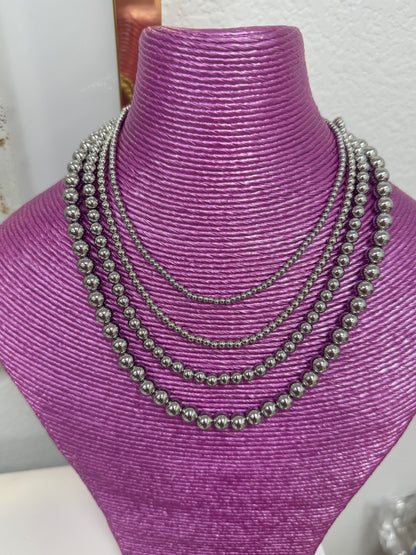 Different MM Size Bead Necklaces (Silver and Gold, 4 sizes)