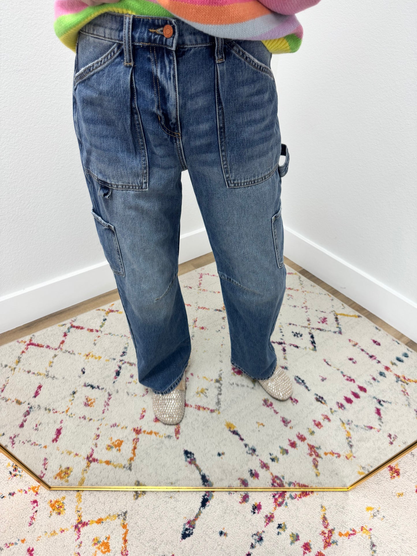 Sneak Peek Medium Wash Utility Straight Leg Jeans FS