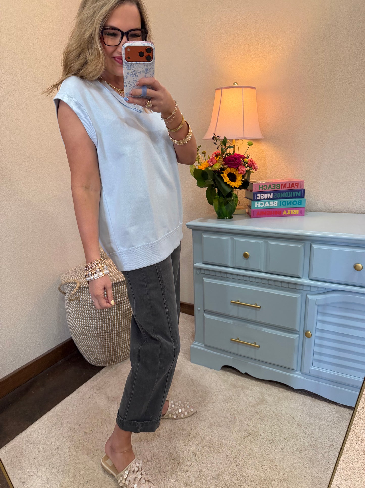 Ice Blue French Terry Vest Top