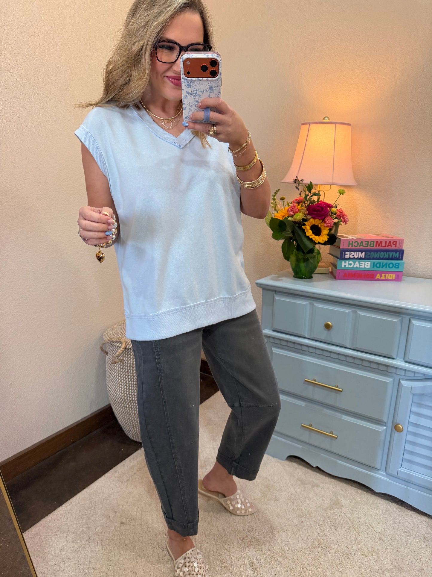 Ice Blue French Terry Vest Top