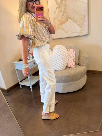Taupe Bubble Crop Gathered Front Tie Puff Sleeve Top