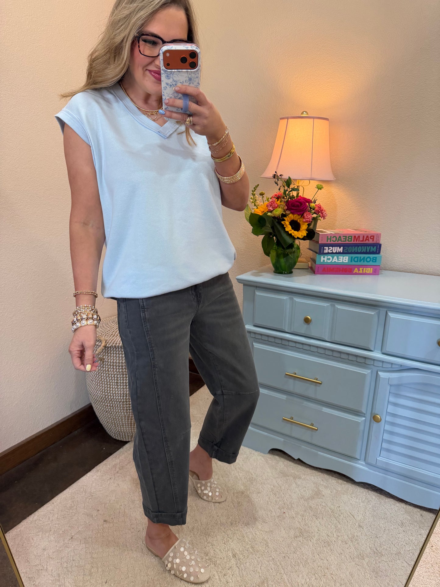 Ice Blue French Terry Vest Top