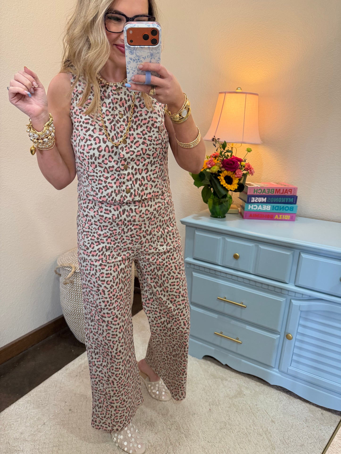 Cheetah Print Vest & Pant Set