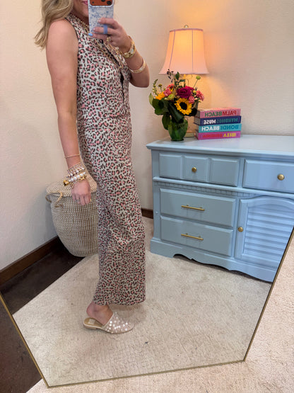 Cheetah Print Vest & Pant Set