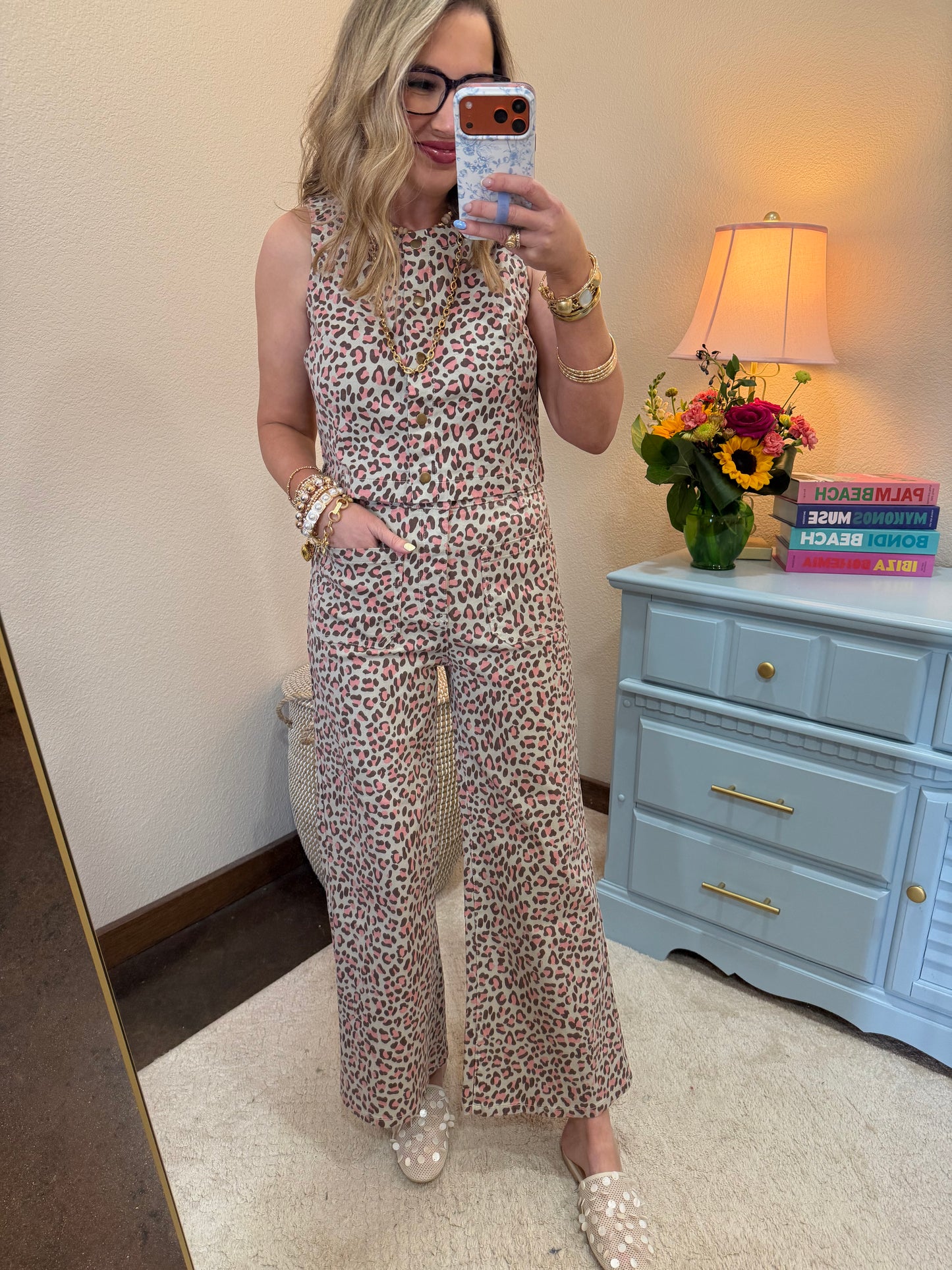 Cheetah Print Vest & Pant Set