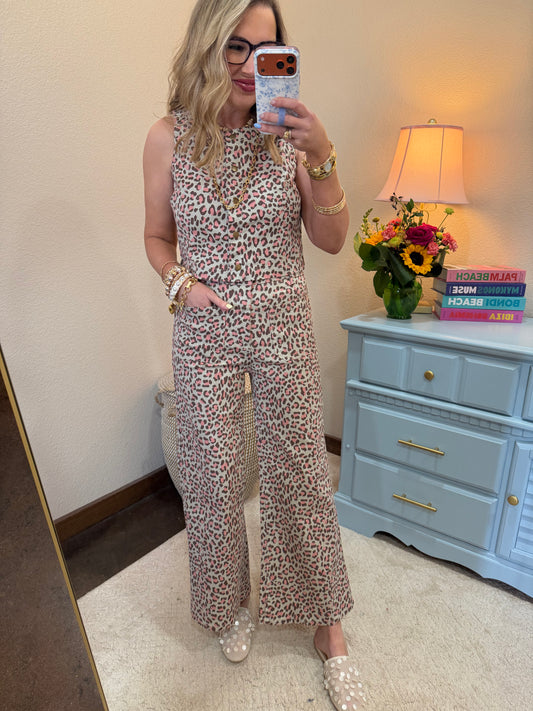 Cheetah Print Vest & Pant Set