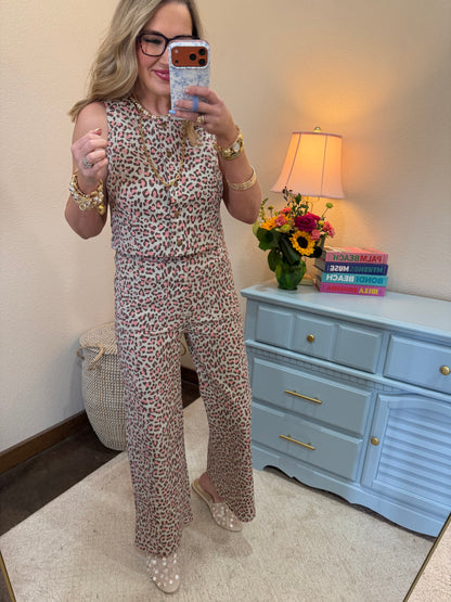 Cheetah Print Vest & Pant Set
