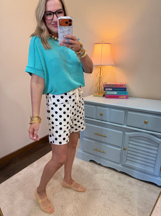 Polka-dot Drawstring Shorts Black & White