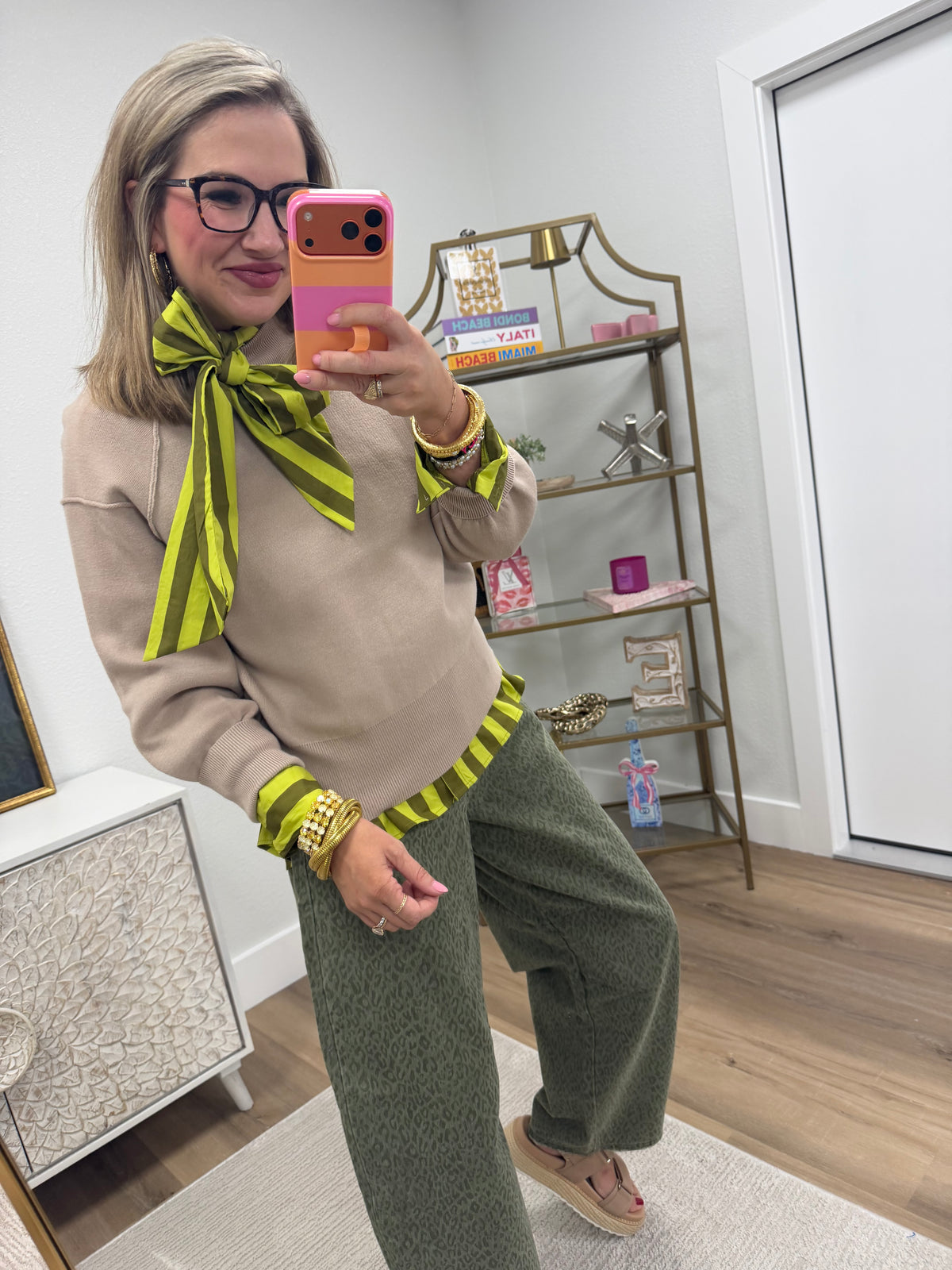 Beige Classic Round Neck Sweater