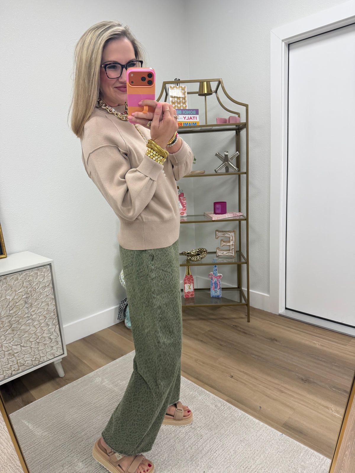 Beige Classic Round Neck Sweater