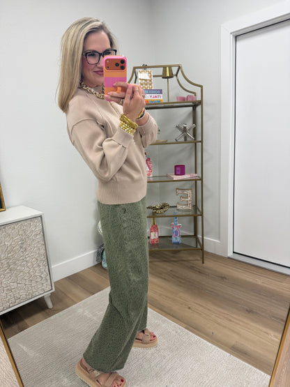 Beige Classic Round Neck Sweater