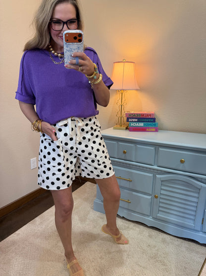 Polka-dot Drawstring Shorts Black & White