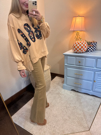 Latte Thanksgiving Floral "Gobble" French Terry Sweat Shirt