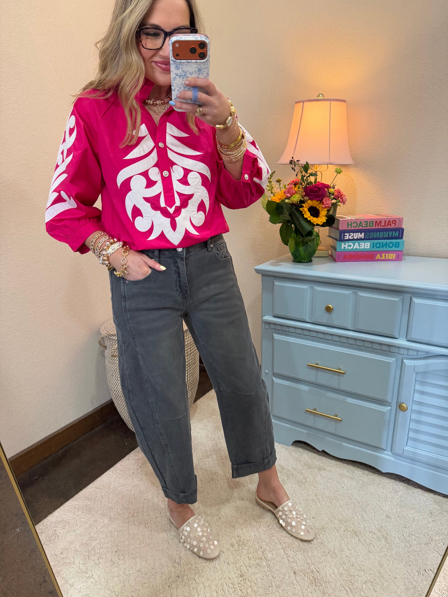 Ash Black Barrel Leg Cropped Color Denim Pants