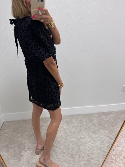 Black Floral Textured Dress
