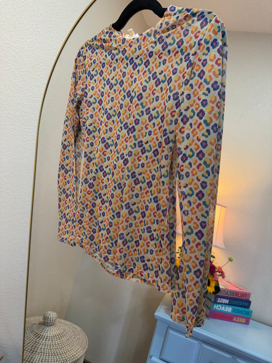 Colorful Leopard Mesh Top