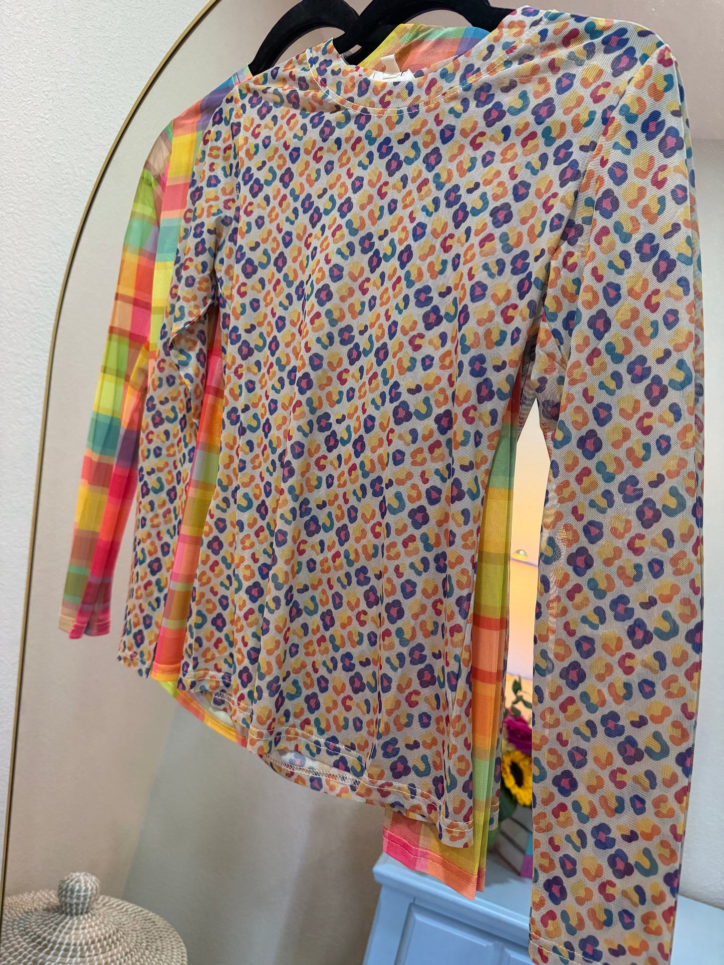 Colorful Leopard Mesh Top