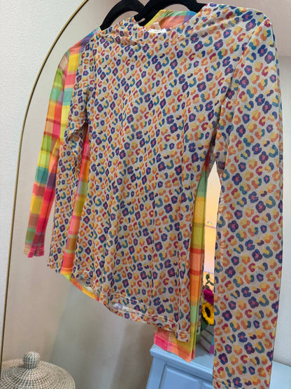 Colorful Leopard Mesh Top
