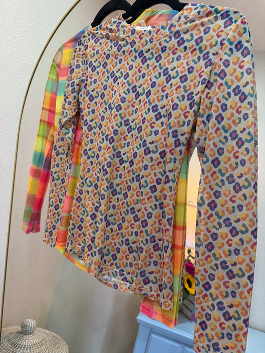 Colorful Leopard Mesh Top