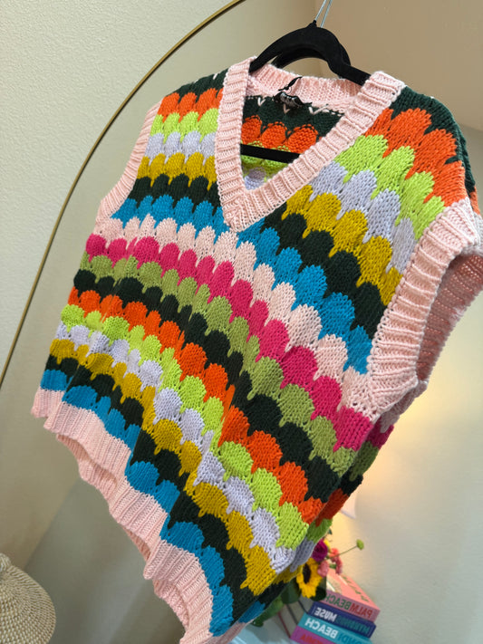 J280 Multi Color Design Knit Vest Top
