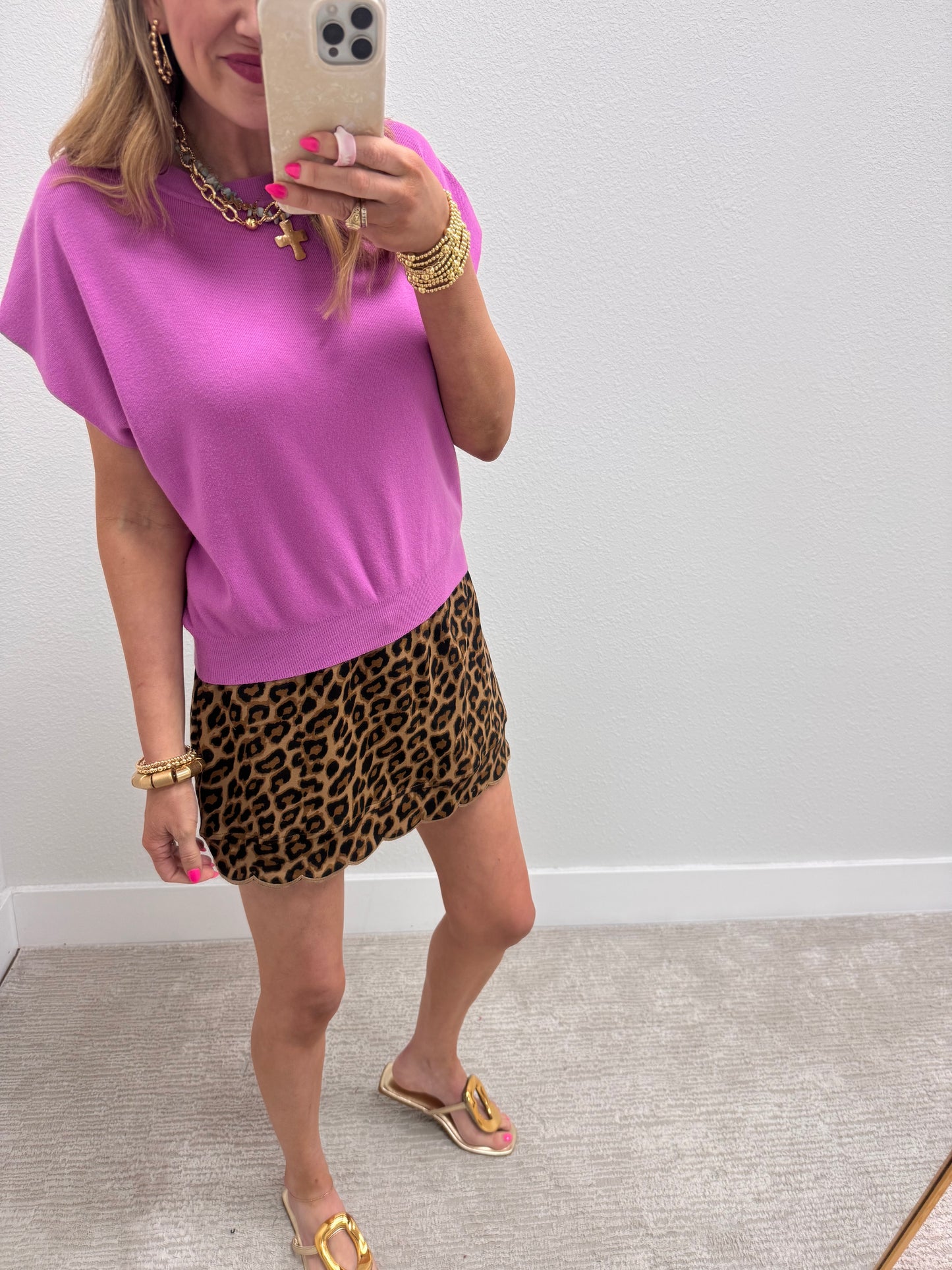 Bright Mauve Round Neck Dolman Sleeve Top FS