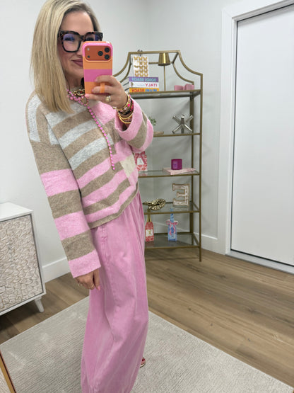 Pink Denim Balloon Style Pants