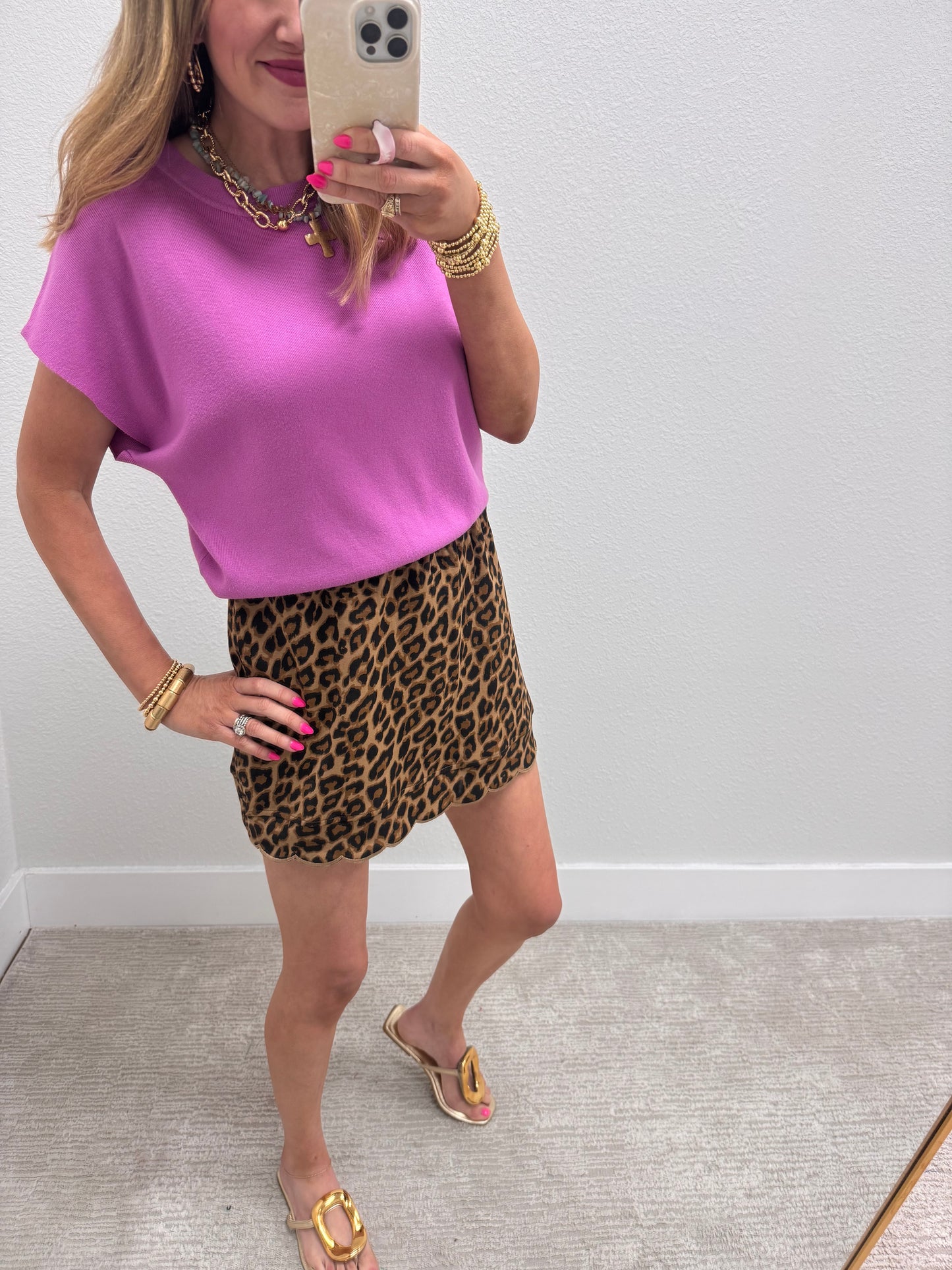 Bright Mauve Round Neck Dolman Sleeve Top FS