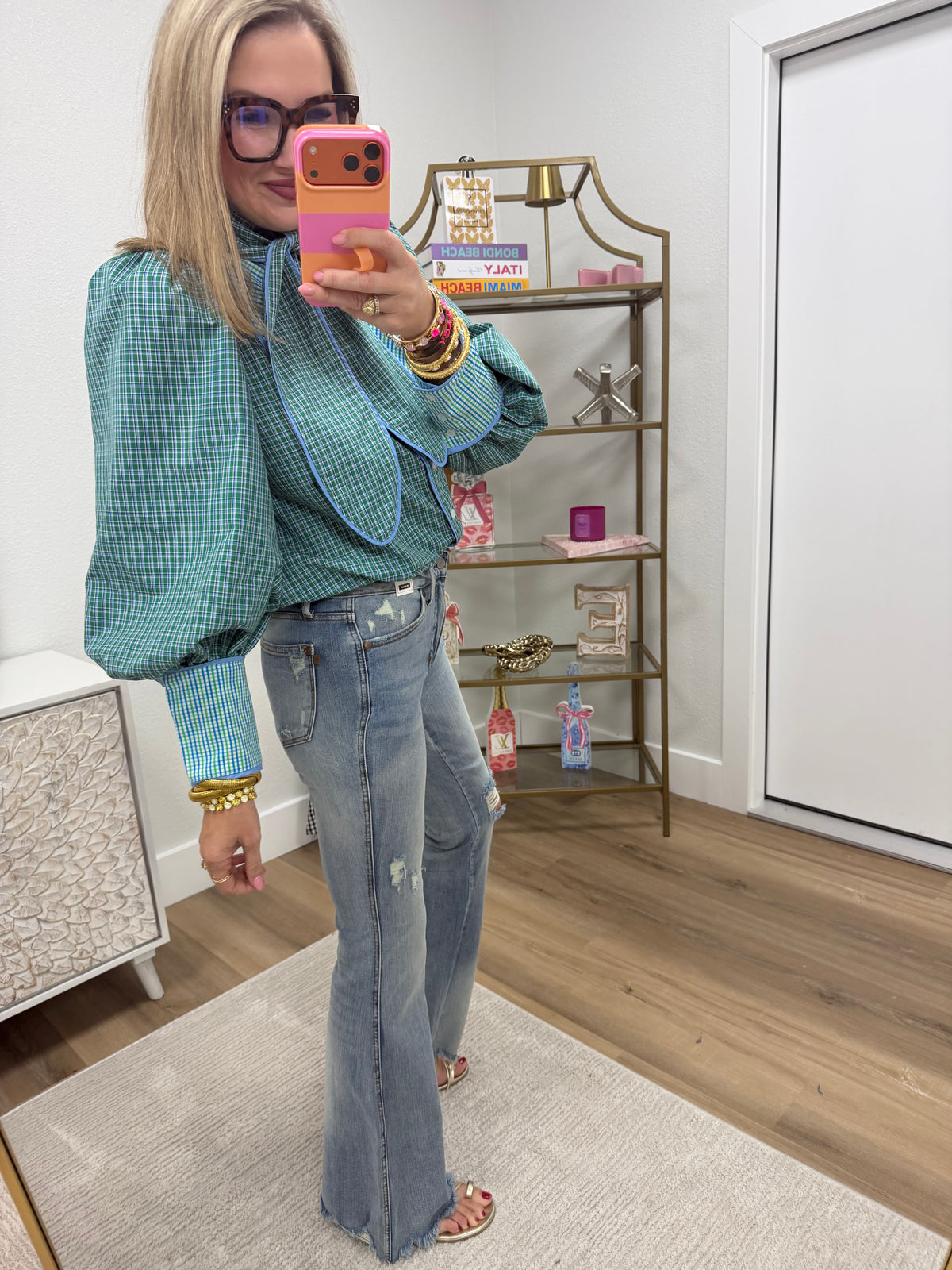 Judy Blue Medium Wash Distressed Knee Flare Jeans