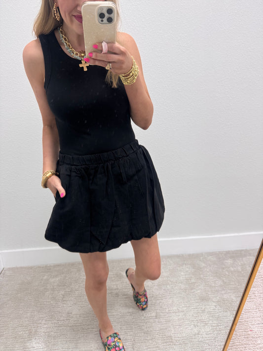 Black Denim Bubble Skirt