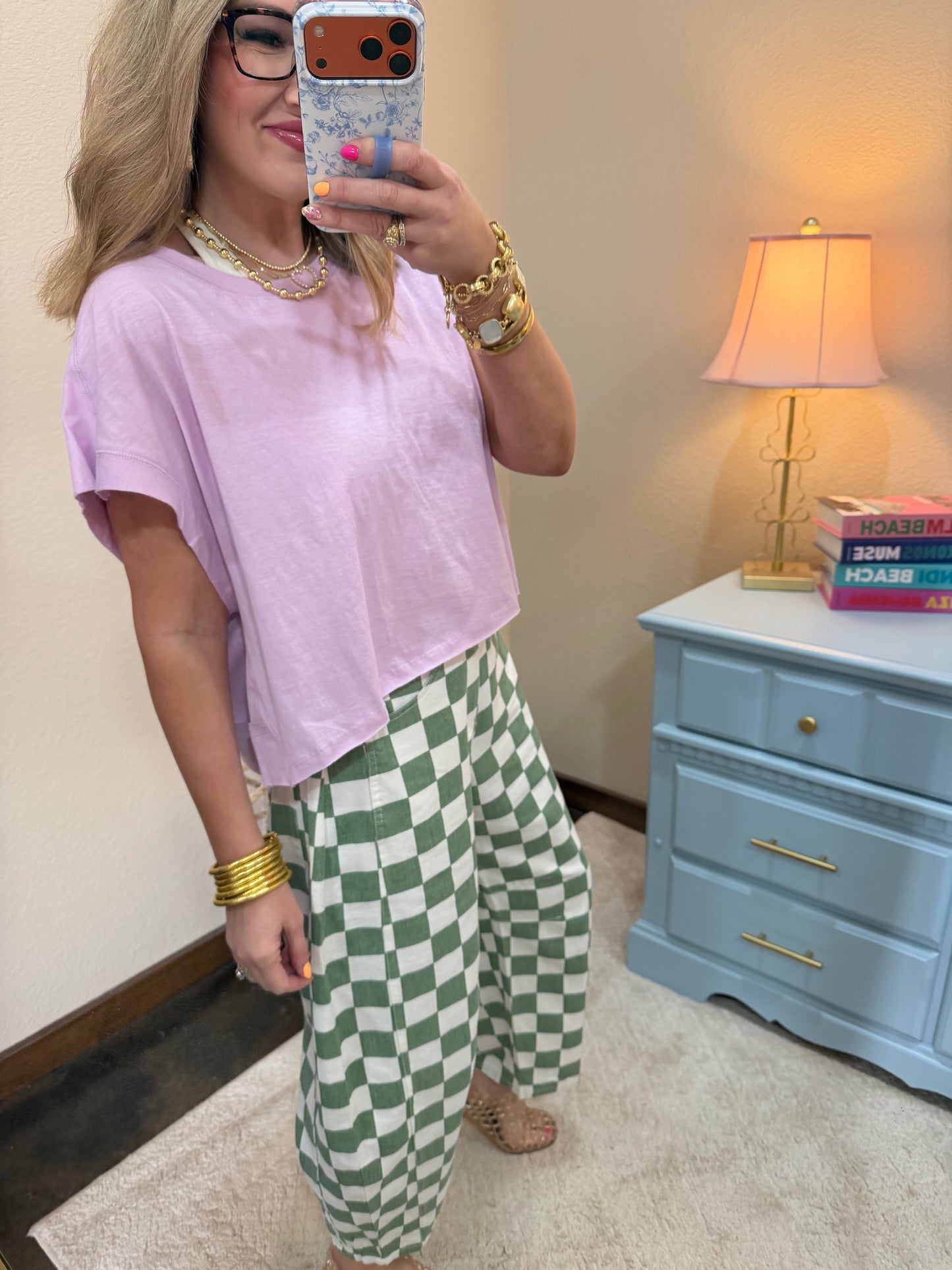 Sweet Lilac Cotton Slub Open Back Top